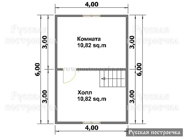 Дом из бруса 6 на 6 с мансардой и крыльцом, Проект 10 - вид 3