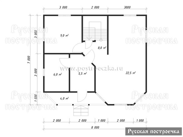 Дом из бруса 8х7 с мансардой, Проект 59.1, комплектации, планировка, цены - вид 2