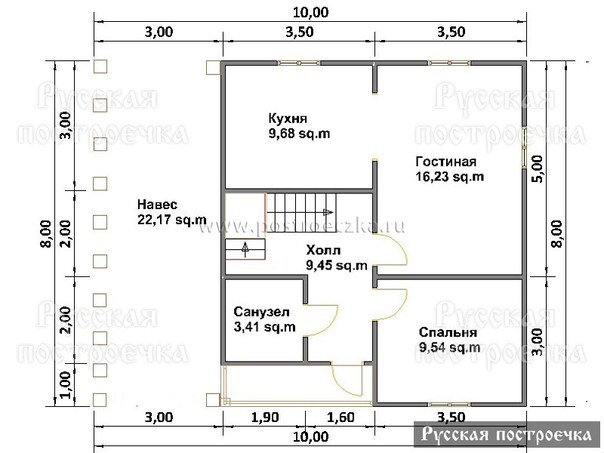 Дом из бруса 10х8 с мансардой, террасой и балконом, Проект 98, цены, фото, комплектации - вид 2