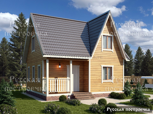 Каркасный дом 7х7 с мансардой, проект КД-30, цены, комплектации, планировка - вид 1