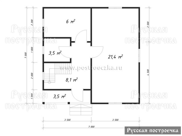 Каркасный дом 7х7 с мансардой, проект КД-30, цены, комплектации, планировка - вид 2