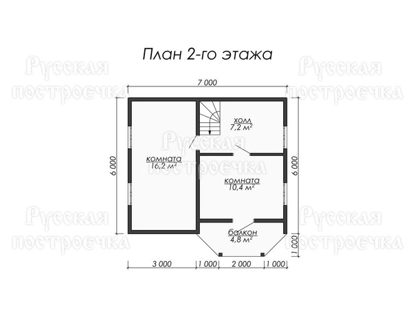 Каркасный дом 7х7, Проект КД-24 от компании Русская Построечка - вид 4