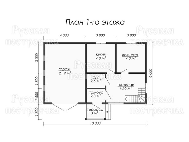 Каркасный дом 10х6 с мансардой и гаражом, Проект КД-128 - цены, фото, комплектации - вид 3