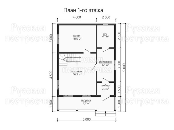 Каркасный дом 9х6 с мансардой, балконом и террасой, Проект КД-80, цены на строительство, комплектации - вид 3